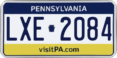 PA license plate LXE2084