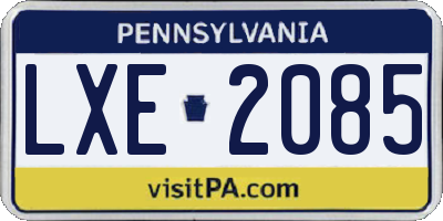 PA license plate LXE2085