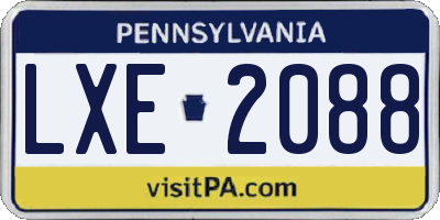 PA license plate LXE2088