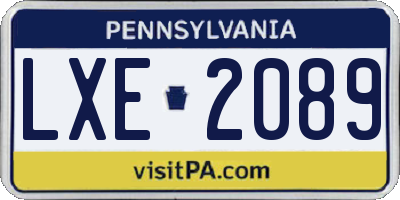 PA license plate LXE2089