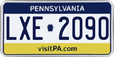 PA license plate LXE2090