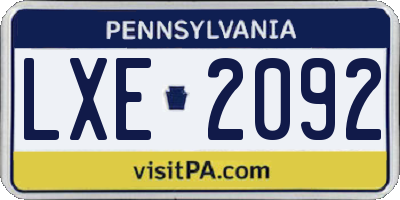 PA license plate LXE2092