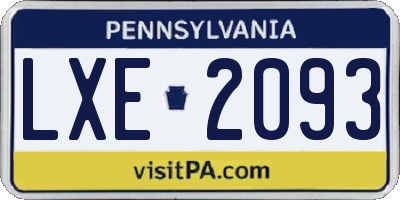 PA license plate LXE2093