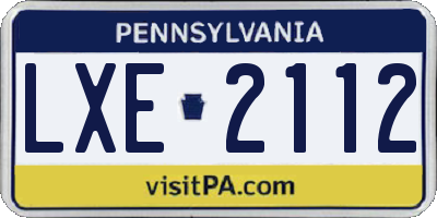 PA license plate LXE2112