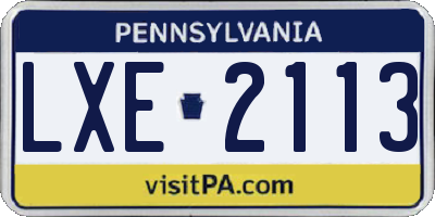 PA license plate LXE2113