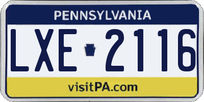 PA license plate LXE2116