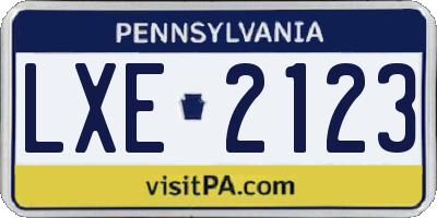 PA license plate LXE2123