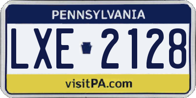 PA license plate LXE2128