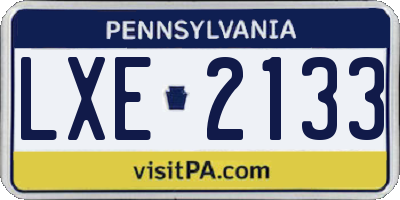 PA license plate LXE2133
