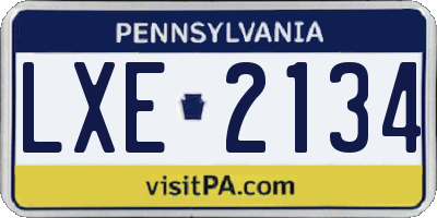 PA license plate LXE2134