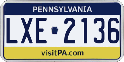 PA license plate LXE2136