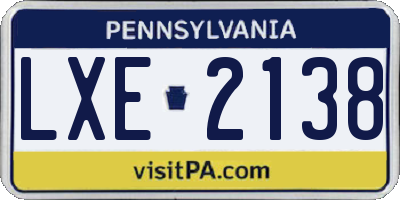 PA license plate LXE2138