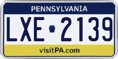 PA license plate LXE2139
