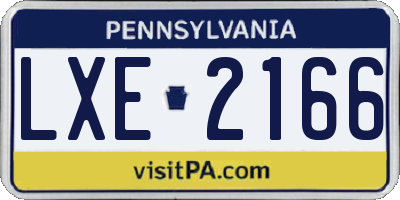PA license plate LXE2166