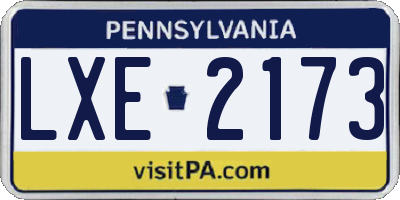 PA license plate LXE2173