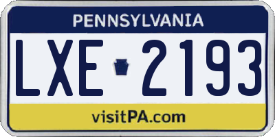 PA license plate LXE2193