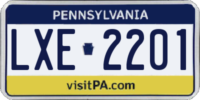 PA license plate LXE2201