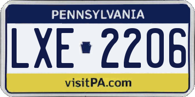 PA license plate LXE2206