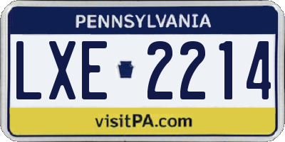 PA license plate LXE2214