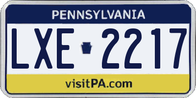 PA license plate LXE2217