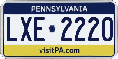 PA license plate LXE2220