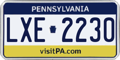 PA license plate LXE2230