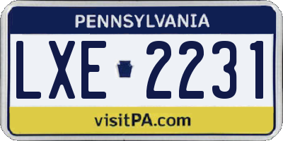 PA license plate LXE2231