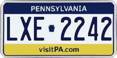 PA license plate LXE2242