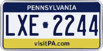 PA license plate LXE2244