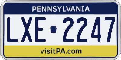 PA license plate LXE2247