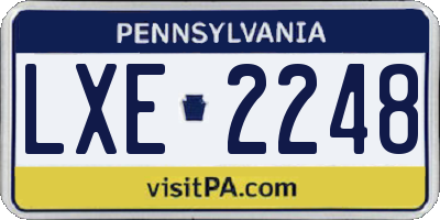 PA license plate LXE2248