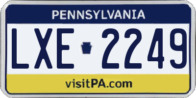 PA license plate LXE2249