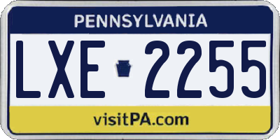 PA license plate LXE2255