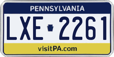 PA license plate LXE2261