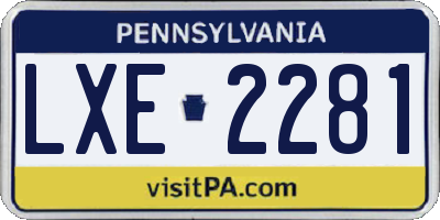 PA license plate LXE2281