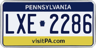 PA license plate LXE2286