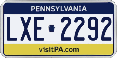 PA license plate LXE2292
