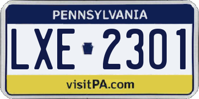 PA license plate LXE2301