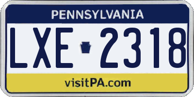 PA license plate LXE2318