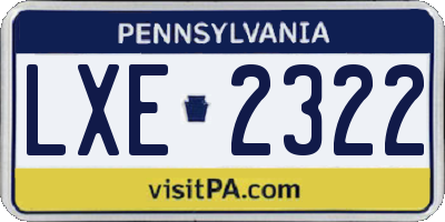 PA license plate LXE2322