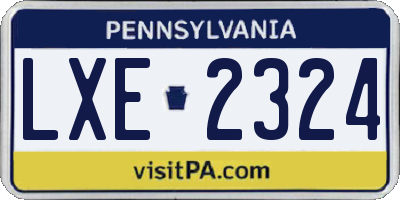 PA license plate LXE2324