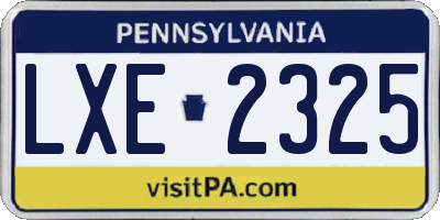 PA license plate LXE2325