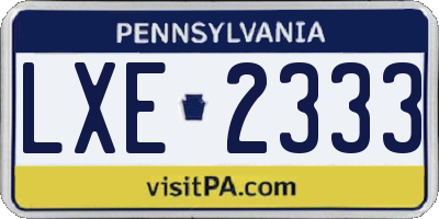 PA license plate LXE2333