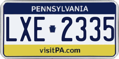 PA license plate LXE2335