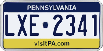 PA license plate LXE2341
