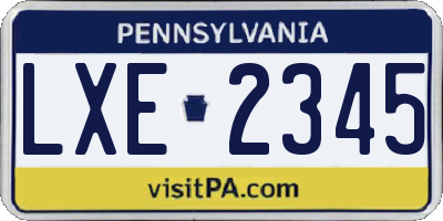 PA license plate LXE2345