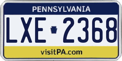 PA license plate LXE2368