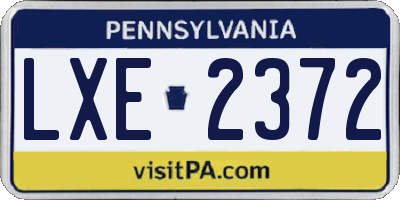 PA license plate LXE2372