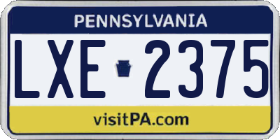 PA license plate LXE2375