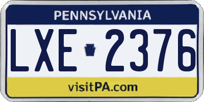 PA license plate LXE2376